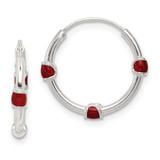 Image of 18mm Sterling Silver Polished Red Enamel Endless Hoop Earrings