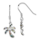 Image of 34.9mm Sterling Silver Rhodium-plated Abalone Palm Tree Earrings