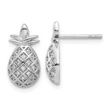 Image of 15.5mm Sterling Silver Rhodium-plated CZ Pineapple Post Earrings