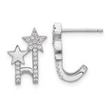 Image of 15mm Sterling Silver Rhodium-plated CZ Star Cuff Post Earrings