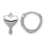 Image of 12.2mm Sterling Silver Rhodium-plated Heart Hinged Hoop Earrings