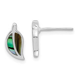 Image of 11.46mm Sterling Silver Rhodium-plated Abalone Leaf Post Earrings