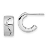 Image of 12.5mm Sterling Silver Brushed & Polished CZ Post C-Hoop Earrings