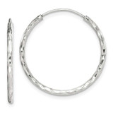 Image of 24.16mm Sterling Silver Diamond-cut 1.5x24mm Endless Hoop Earrings