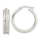 Image of 26mm Sterling Silver Polished and Textured Circle Hoop Earrings
