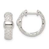 Image of 14.45mm Sterling Silver Polished Basket Weave Hinged Hoop Earrings