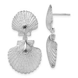 Image of 33mm Sterling Silver Polished Double Shell Dangle Post Earrings
