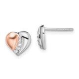 Image of 8mm Sterling Silver Rhodium/Rose Gold-plated CZ Heart Earrings