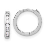 Image of 10.5mm Sterling Silver Rhodium-plated 2mm CZ Hinged Hoop Earrings