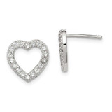 Image of 12mm Sterling Silver Rhodium-plated CZ Open Heart Post Earrings