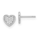 Image of 9mm Sterling Silver Rhodium-plated CZ Pave Heart Post Earrings