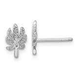 Image of 9.8mm Sterling Silver Rhodium-plated Textured Leaf Post Earrings