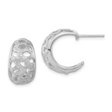 Image of 18.9mm Sterling Silver Rhodium-plated Textured Post Hoop Earrings