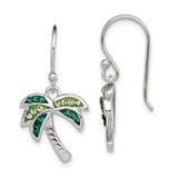 Image of 28mm Sterling Silver Light/Dark Green Crystal Palm Tree Earrings