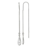 Image of 81mm Sterling Silver Polished Crystal Teardrop Threader Earrings