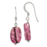 Image of 33mm Sterling Silver Polished Oval Purple Jasper Dangle Earrings