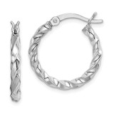 Image of 16mm Sterling Silver Rhodium-plated Twisted 3x20mm Hoop Earrings