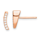 Image of 11mm Sterling Silver Pink Polished CZ Curved Wedge Post Earrings