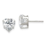 Image of 8mm Sterling Silver Polished 8mm Heart Snap Set CZ Stud Earrings