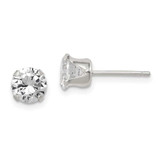 Image of 6mm Sterling Silver Polished Round 6mm CZ Snap Set Stud Earrings
