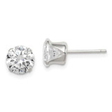 Image of 7mm Sterling Silver Polished Round 7mm CZ Snap Set Stud Earrings