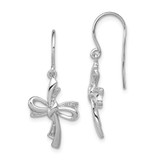 Image of 29mm Sterling Silver Rhodium-plated Diamond Cross Dangle Earrings