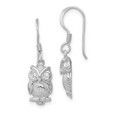Image of 29mm Sterling Silver Rhodium-plated CZ Owl Shepherd Hook Earrings