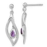Image of 28.25mm Sterling Silver Rhodium-plated Amethyst Dangle Post Earrings