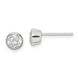 Image of 5mm Sterling Silver Polished 5mm Round CZ Bezel Set Stud Earrings