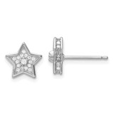 Image of 9.36mm Sterling Silver Polished Rhodium-plated CZ Star Post Earrings