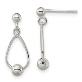 Image of 21.5mm Sterling Silver Polished Teardrop w/Bead Post Dangle Earrings