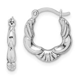 Image of 13mm Sterling Silver Rhodium-plated Hollow Scalloped Hoop Earrings