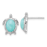 Image of 13.3mm Sterling Silver Rhodium-plated Amazonite Turtle Post Earrings