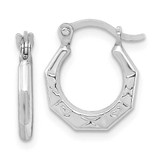 Image of 11mm Sterling Silver Rhodium-plated Patterned Hollow Hoop Earrings