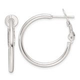 Image of 25.25mm Sterling Silver Polished 25x2mm Omega Back Round Hoop Earrings