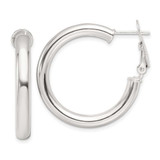 Image of 30mm Sterling Silver Polished 30x4mm Omega Back Round Hoop Earrings