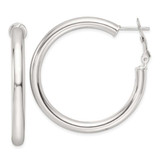 Image of 40mm Sterling Silver Polished 40x4mm Omega Back Round Hoop Earrings