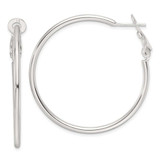Image of 41mm Sterling Silver Polished 41x2mm Omega Back Round Hoop Earrings
