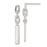 Image of 28mm Sterling Silver Polished Bar & Chain Link Post Dangle Earrings