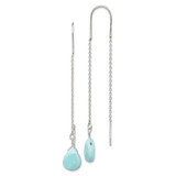 Image of 71mm Sterling Silver Polished Blue Agate Teardrop Threader Earrings