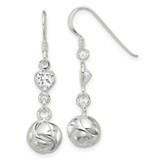 Image of Sterling Silver Polished CZ Knot Dangle Shepherd Hook Earrings