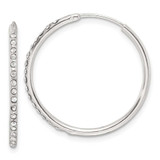 Image of 25mm Sterling Silver Polished CZ Medium Round Endless Hoop Earrings