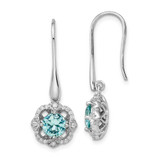Image of 30.5mm Sterling Silver Rhodium-plated Aqua & White CZ Dangle Earrings