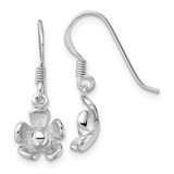 Image of 23.3mm Sterling Silver Rhodium-Plated Polished Dangle Flower Earrings