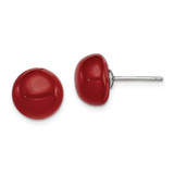 Image of 10-10.5mm Sterling Silver Polished 10-11mm Carnelian Button Post Earrings