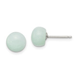Image of 8-8.5mm Sterling Silver Polished 8-8.5mm Button Amazonite Post Earrings