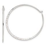 Image of 29.15mm Sterling Silver Polished and Hammered Large Round Hoop Earrings