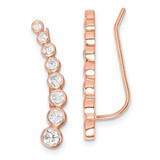 Image of 24mm Sterling Silver Pink Polished Graduated CZ Ear Climber Earrings