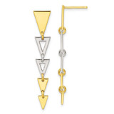 Image of 42.26mm Sterling Silver & Gold-tone Fancy Triangles Post Dangle Earrings