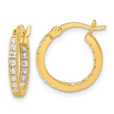 Image of 15.5mm Sterling Silver Gold-tone Polished In/Out CZ Round Hoop Earrings